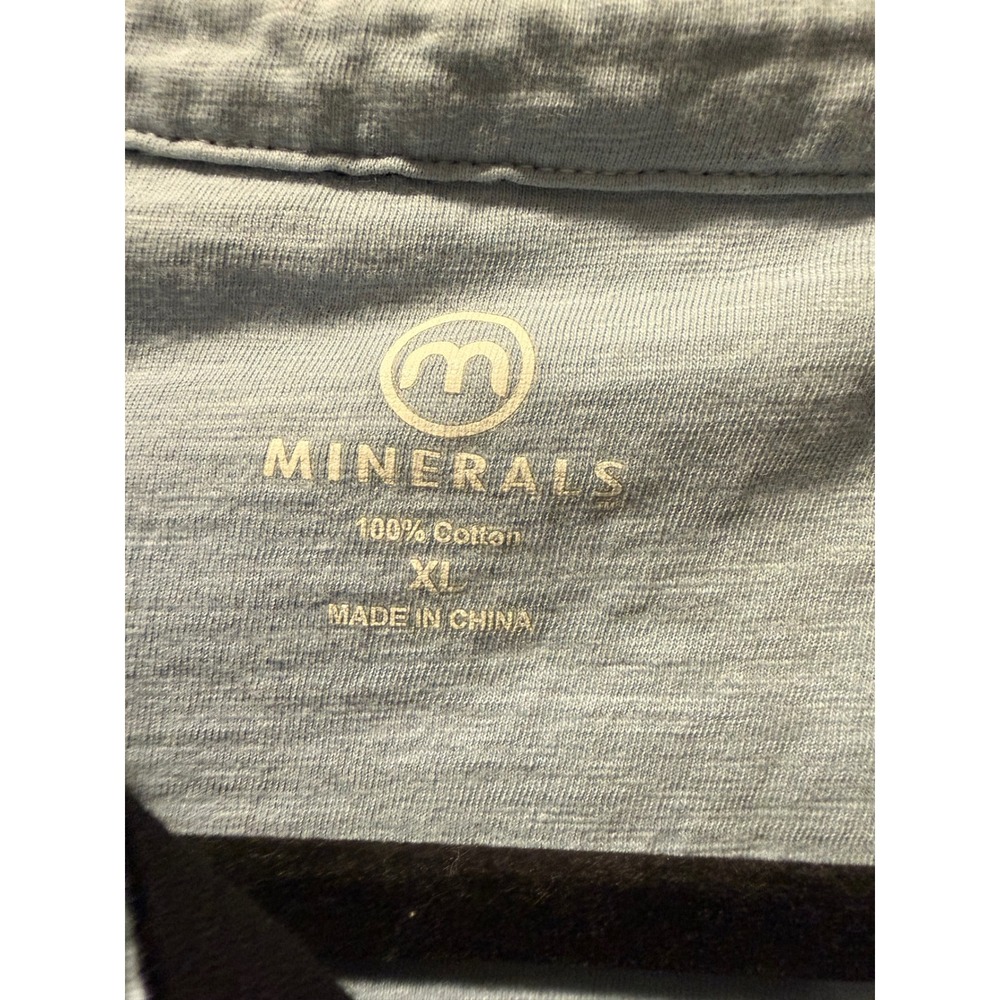 Minerals Mens XL Black Short Sleeve Polo Shirt 100% Cotton Slub Casual Top - Picture 2 of 3